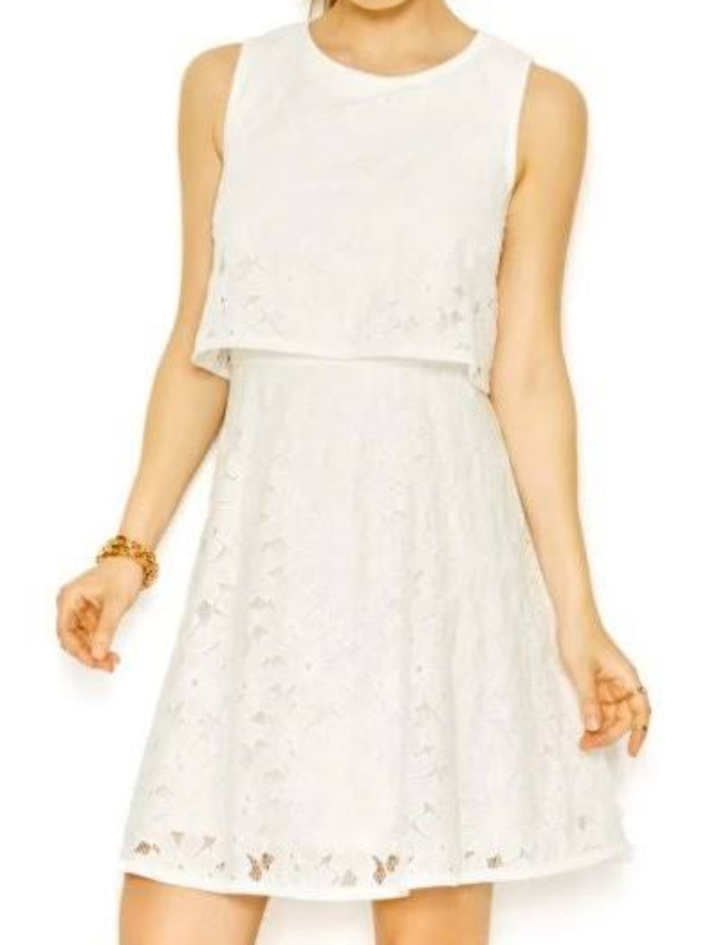 BETSEY JOHNSON $168 POPOVER LACE Sleeveless Mini DRESS OFF WHITE 6